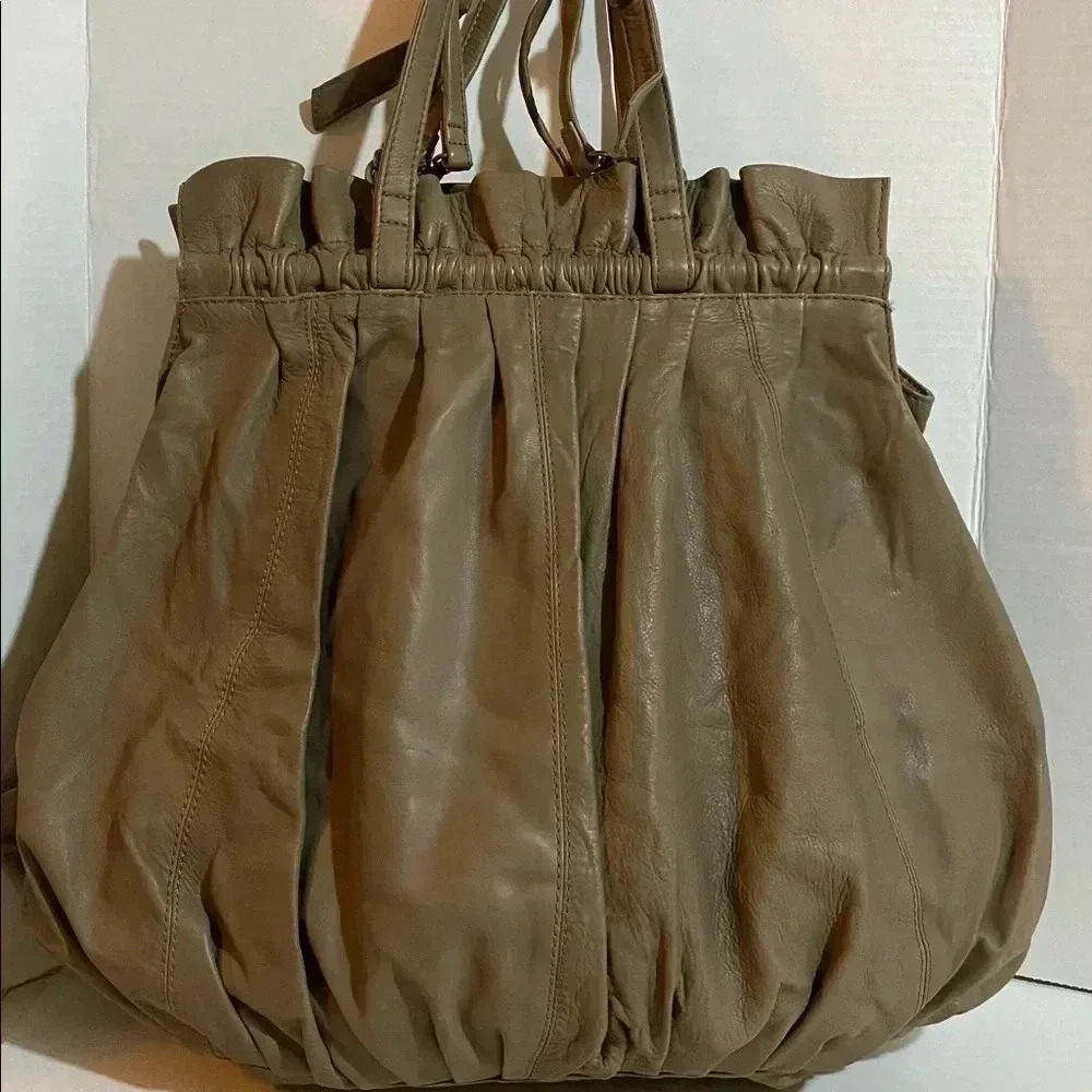 Allsants beige leather shoulder handbag